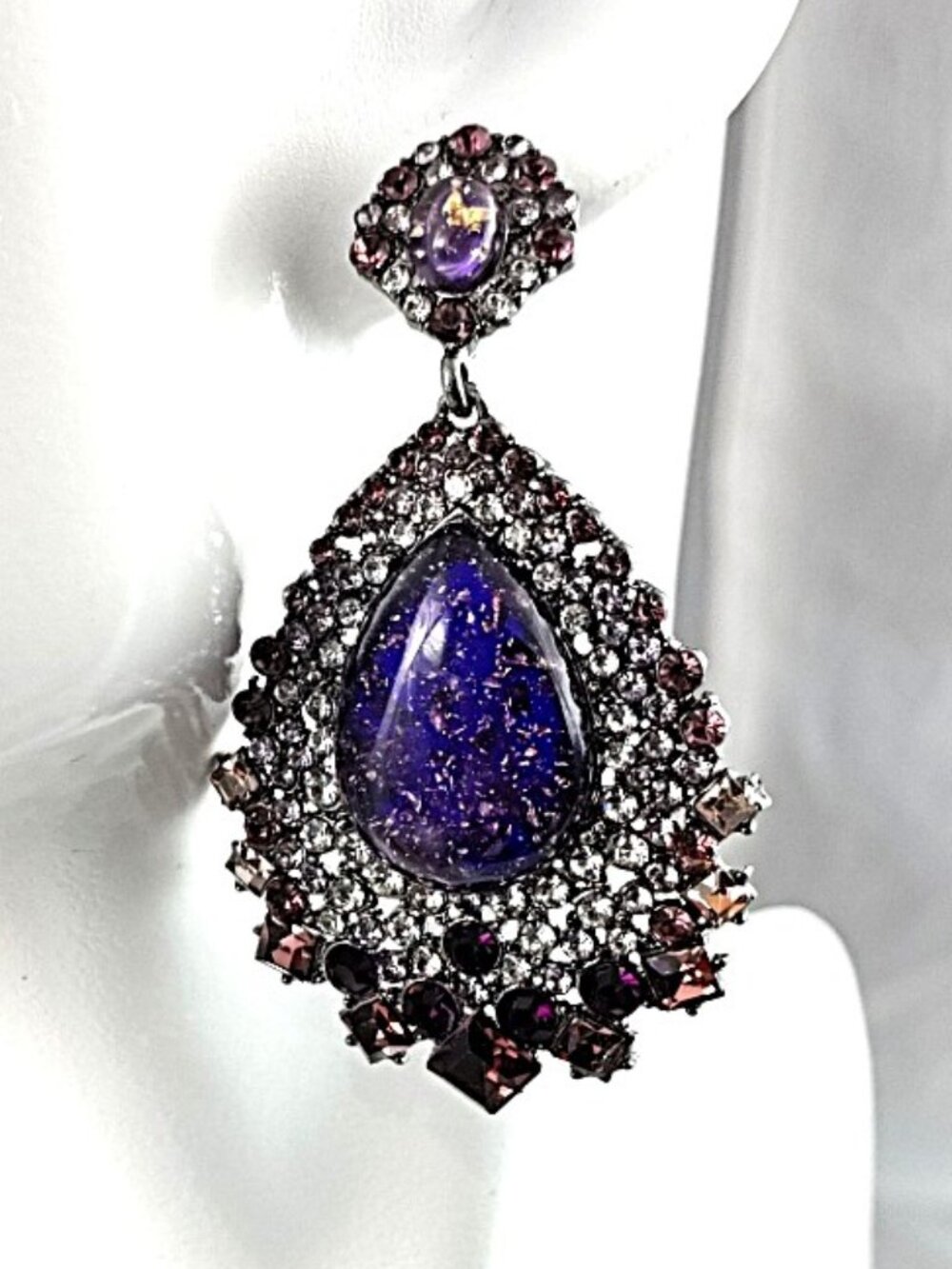 Purple Vintage-style Crystal Waterdrop Earrings